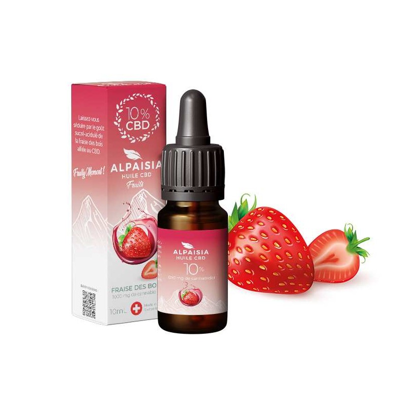 Huile CBD 10% broad spectrum fraise | ALPAISIA