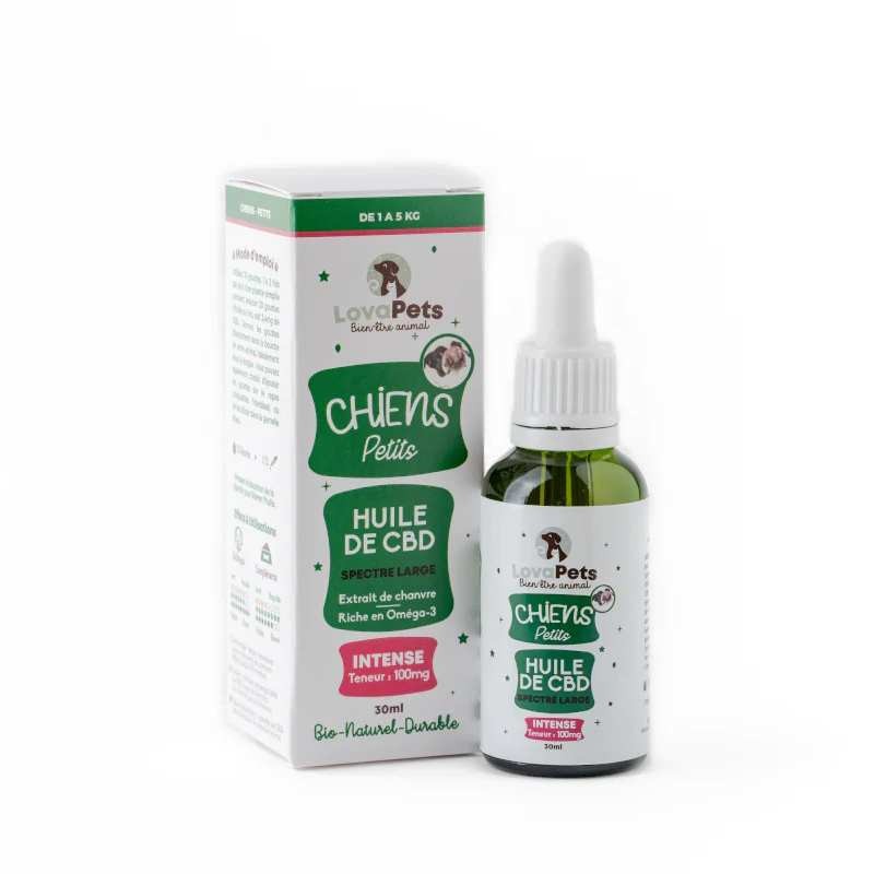 Huile CBD 100mg broad spectrum petit chien | Lovapets